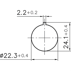 Not-Halt-Taster 2Ö/(1S), Einbau-Ø 22,3mm, mit Kontaktblöcken , Technische Zeichnung