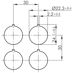 Drucktaster 1S, Einbau-Ø 22,3mm, Flachstecker , Technische Zeichnung
