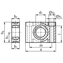 Kunststoff-Stehlager igubal® ESTM, Technische Zeichnung