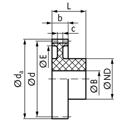 Stirnzahnräder aus Polyacetal Modul 2, Technische Zeichnung