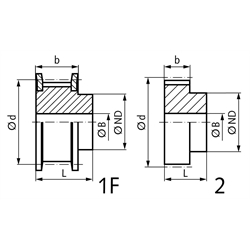 Zahnriemenräder T5 für Riemenbreite 10 mm aus Aluminium, Technische Zeichnung